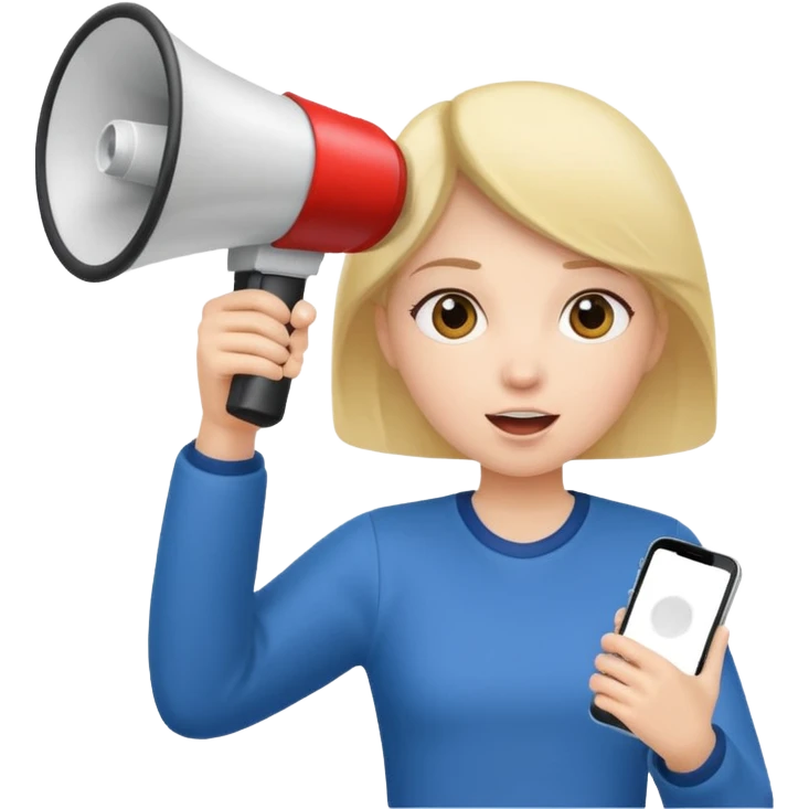Girl announcing with mega phone emoji