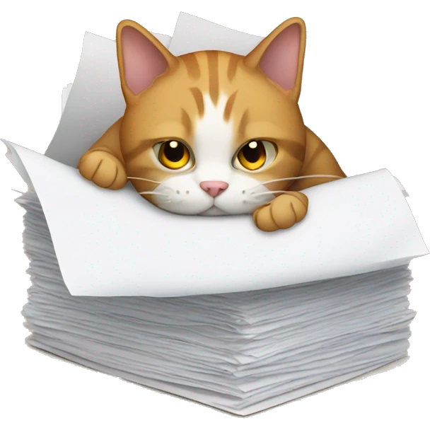 cat buried in paperwork emoji