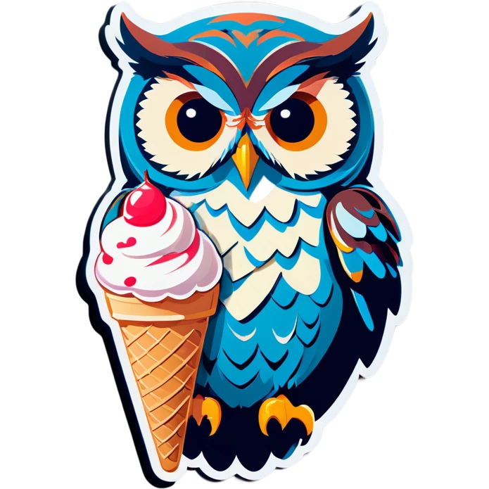 Owl with ice cream emoji