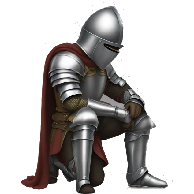 a knight crouching on one knee with his head down emoji