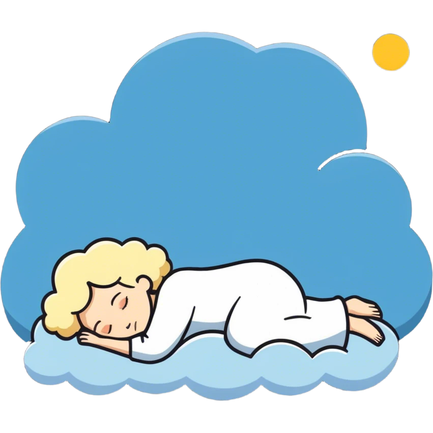 Woman sleep in cloud will light hair emoji