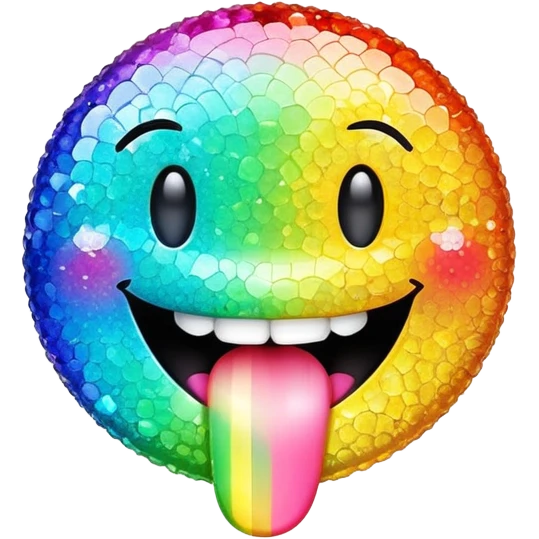 Rhinestone Smiley sticking out her rainbow tongue emoji