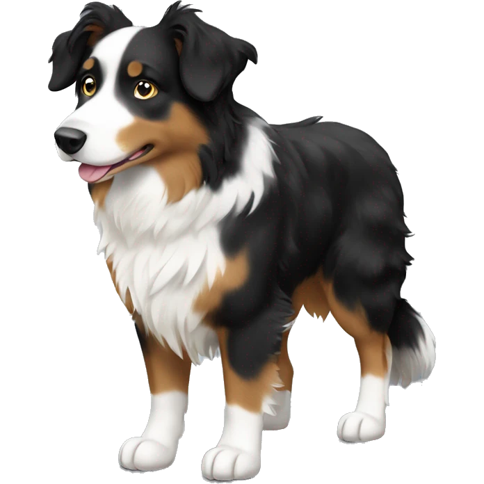 Create a black, tan and white Australian shepherd with white paws emoji