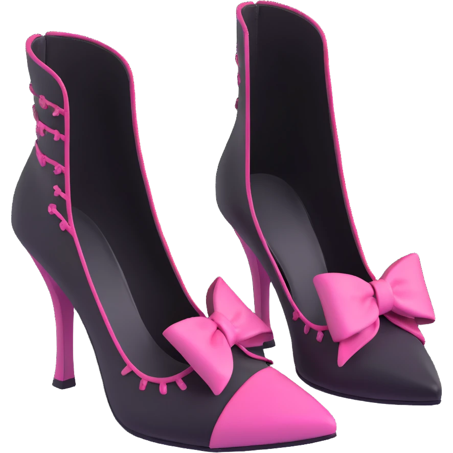 BLACKPINK-inspired gothic shoes, no hearts, black and pink, cute and emoji