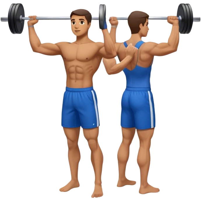 man with blue shorts doing lateral-raise (T-pose) side-deltoid exercise emoji