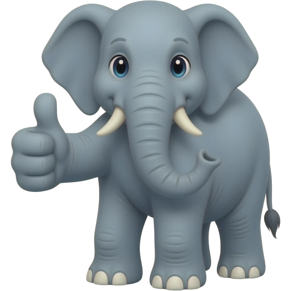 Elephant witfh thumbs up in one hand emoji