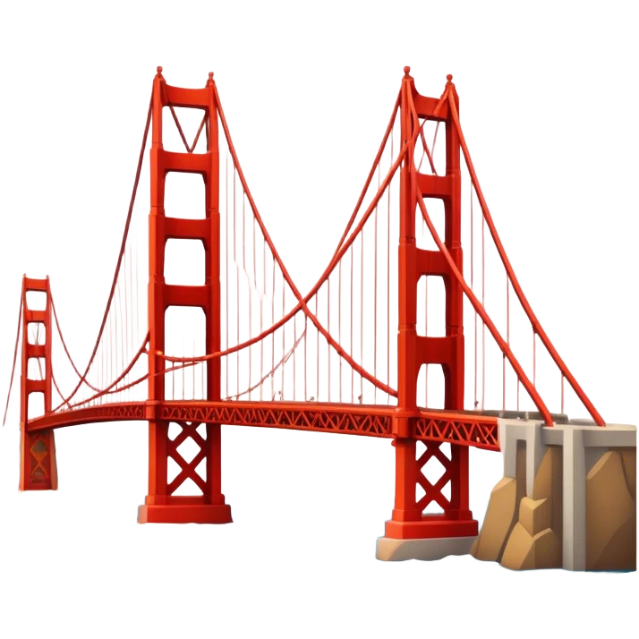 Cinematic Realistic Golden Gate Bridge Landmark Emoji, depicted with the iconic suspension bridge rendered with rich detail and vibrant, dynamic lighting. emoji
