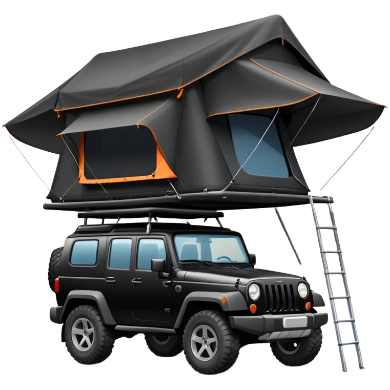 black car with roof tent emoji