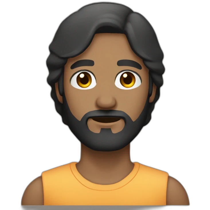 Dark Medium skin bald man with medium long black beard emoji