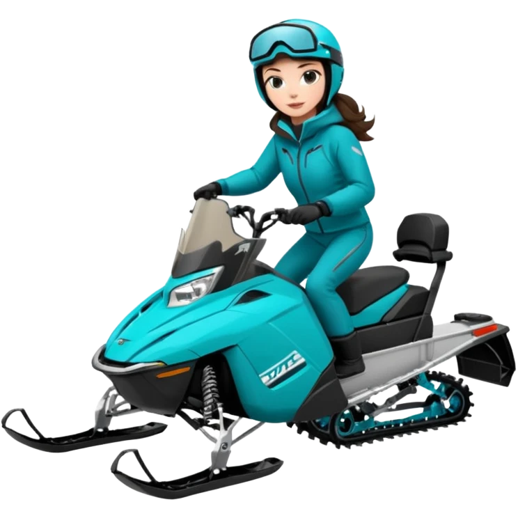 Can you create an emoji of a brunette girl on a teal polaris khaos 850 155 snowmobile with the skis up emoji