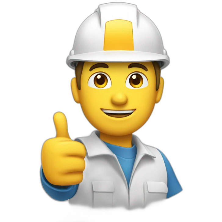 engineer wearing a white construction hat and giving a thumbs up with his hand emoji