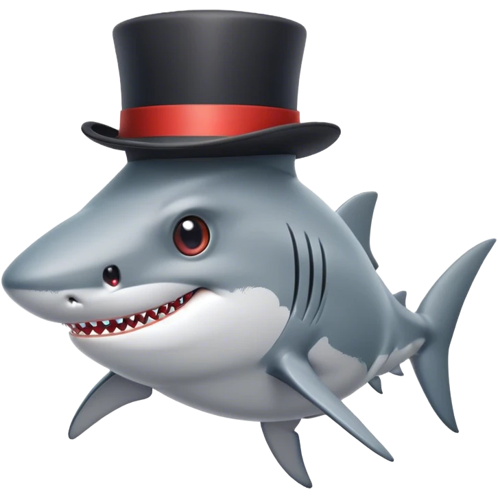 Shark with a top hat emoji