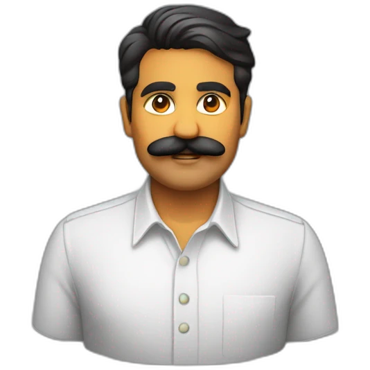 Jayendrasinh Solanki as Developer in white shirt with sleeve up and mustach emoji