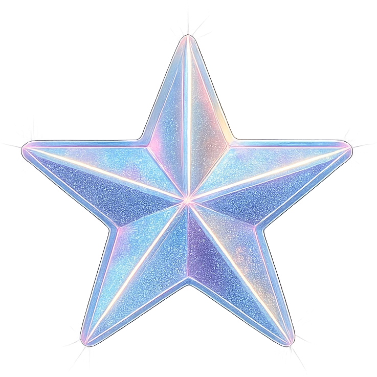 tiny holographic star, glamorous and stylish, no background emoji