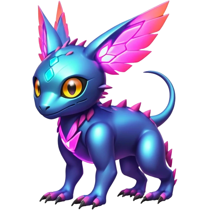  Bright lush warm-colored colorful neon-colored cyber-Fakémon-Digimon-Trico-creature emoji