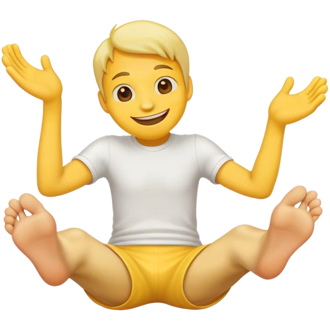 emoji guy smiling with his feet behind him  emoji