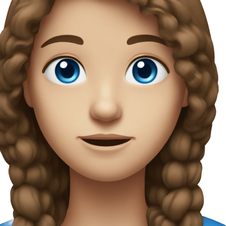 Pretty long brown hair and blue eyes  emoji