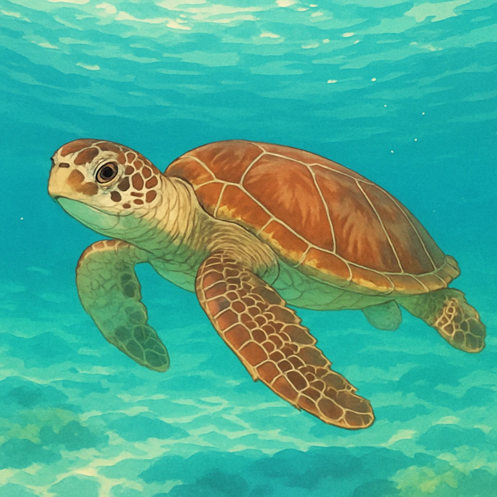 sea turtle in beautiful clear turquoise caribbean sea underwater emoji