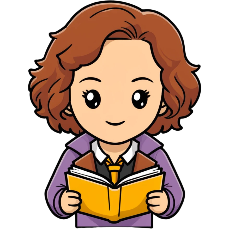 Cute Hermione Granger with books and time-turner necklace emoji