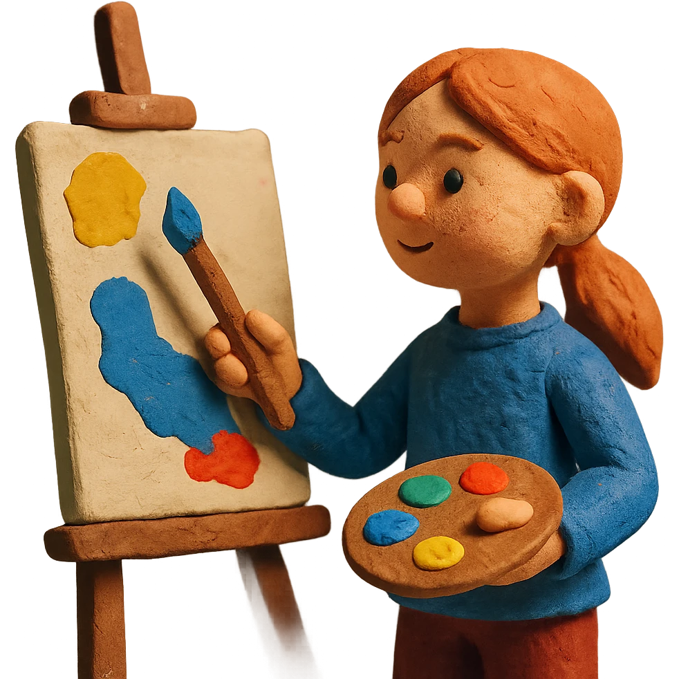 girl artist painting on a canvas emoji