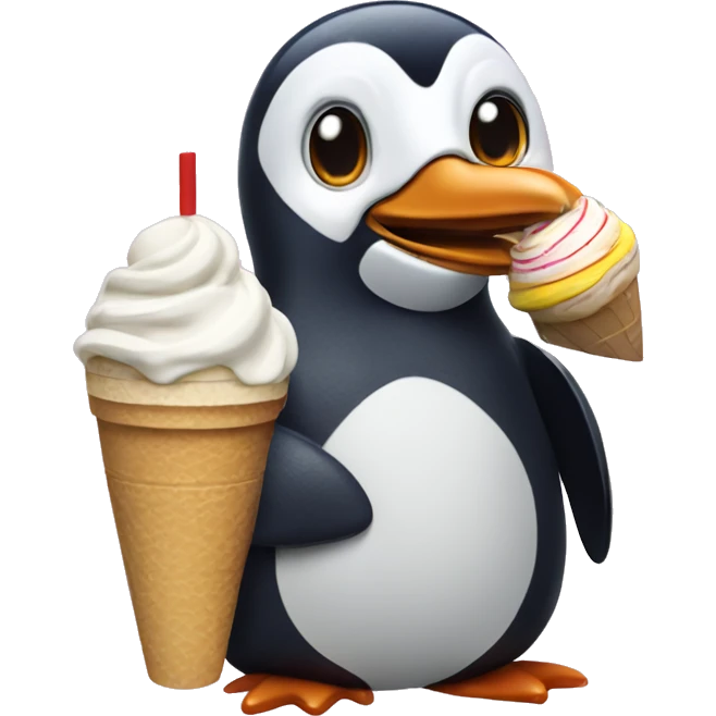 penguin having ice cream and club mate emoji