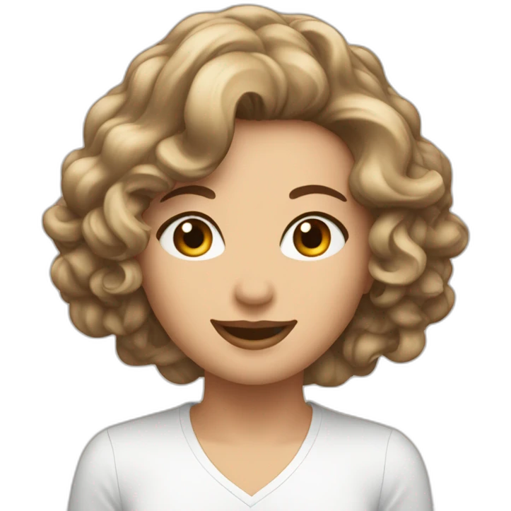 Peau blanche cheveux ondulé marron emoji