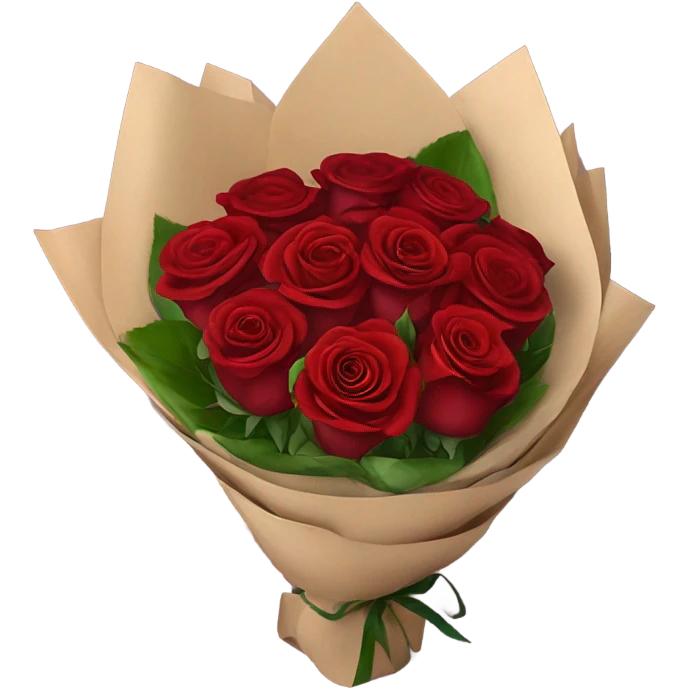 Bouquet of red roses in a burgundy package emoji