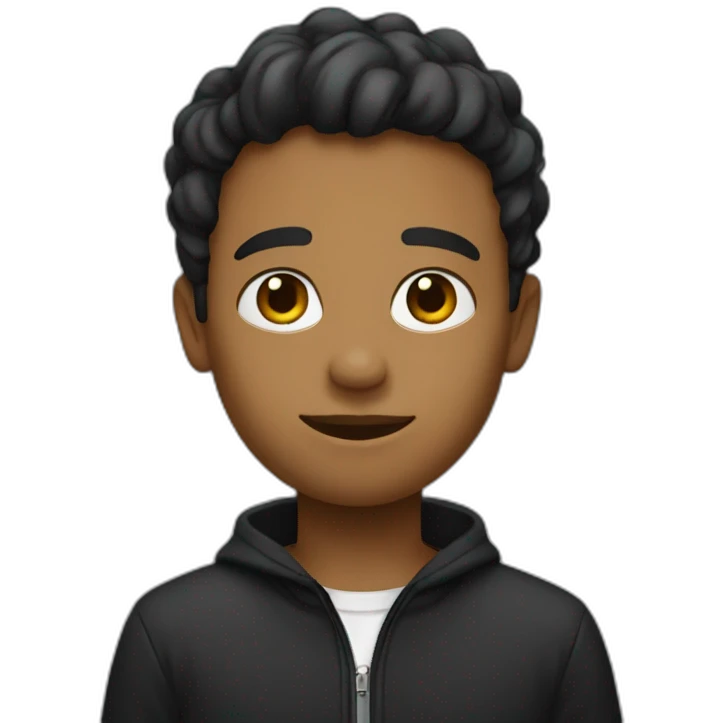 Un garçon cagoulé en noir emoji