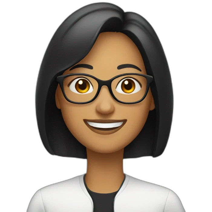 Woman in black glasses smiling  emoji