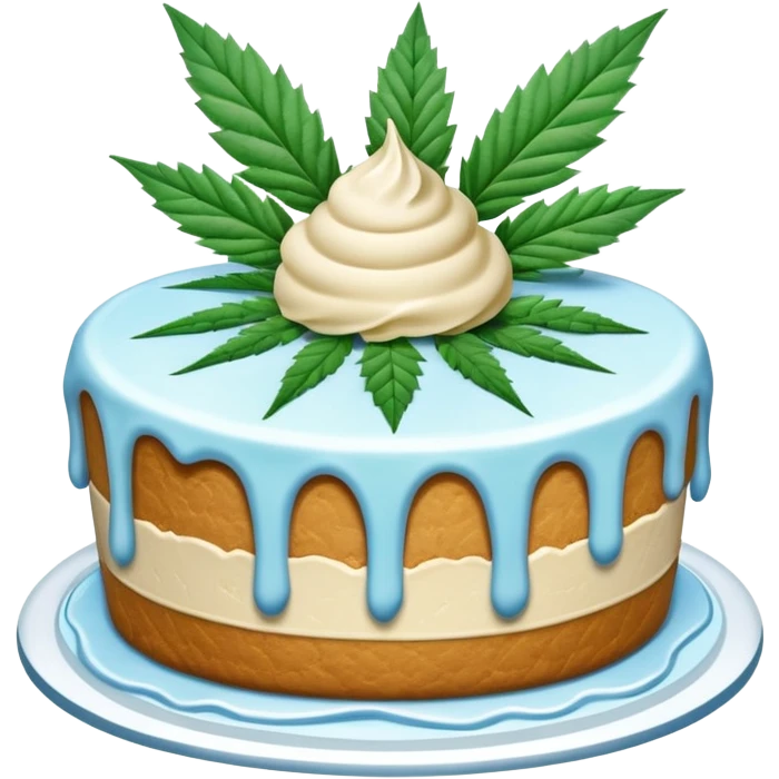 frozen ice cream cake dessert with cannabis leaf emoji