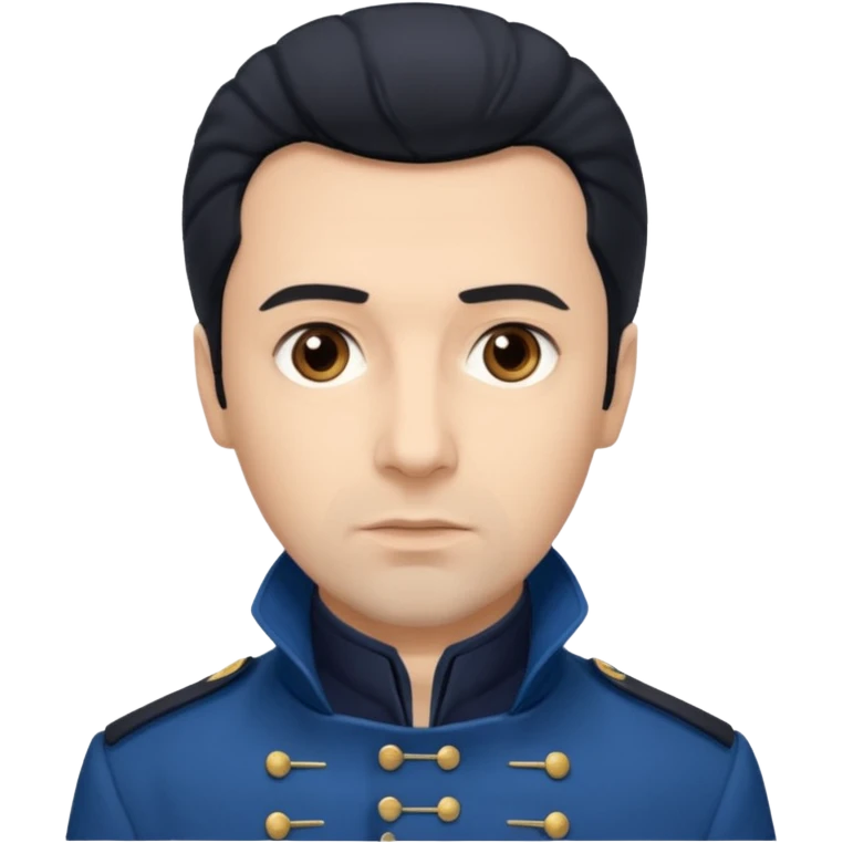 Javert From Les Miserables with light skin, brown eyes, Black Hair, blue outfit emoji