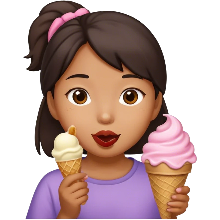 Asian girl eating ice cream emoji