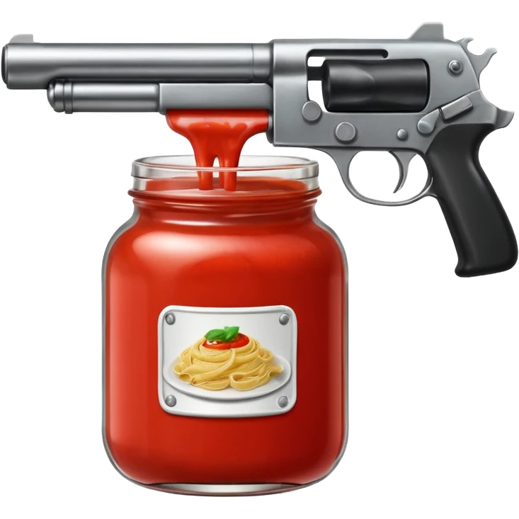 Jar of pasta sauce and a gun  emoji