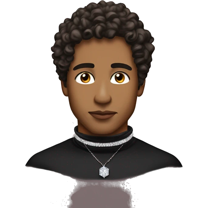 posh-brown man-diamond choker-fit body-short straight curly hair-thick lips emoji