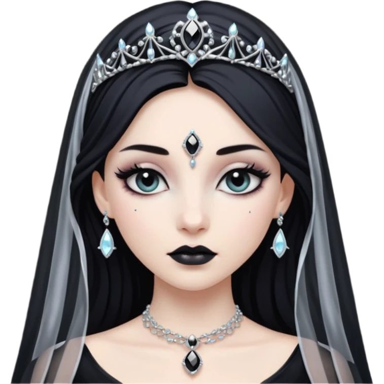 Night Princess – black veil + silver gem,Shadow Princesses. emoji