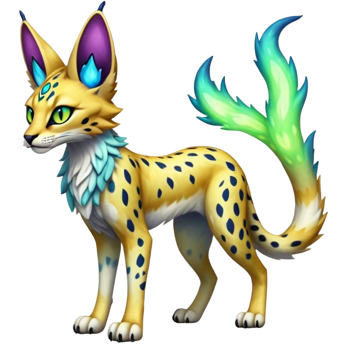 Epic Edgy Colorful ethereal eldritch Sergal-Serval-Vernid full body emoji