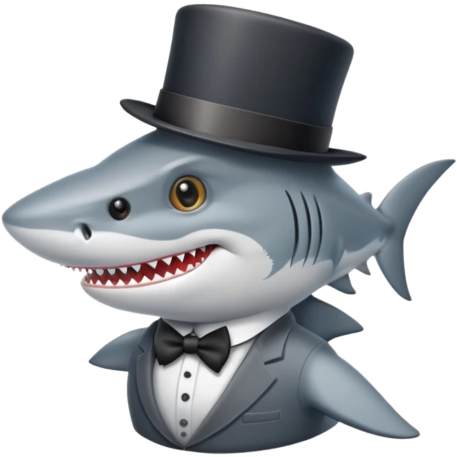 Shark with a top hat emoji