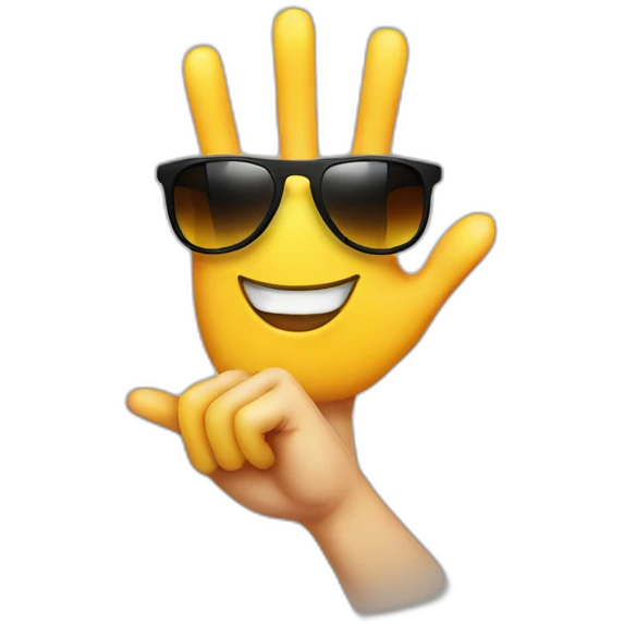cool hand with smile face and sunglasses emoji
