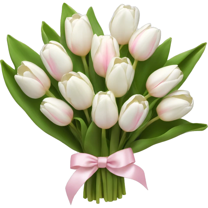 White tulips bouquet with light pink bow  emoji