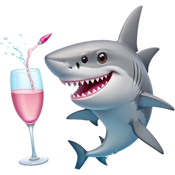 Shark drinking pink shampagne in pool emoji