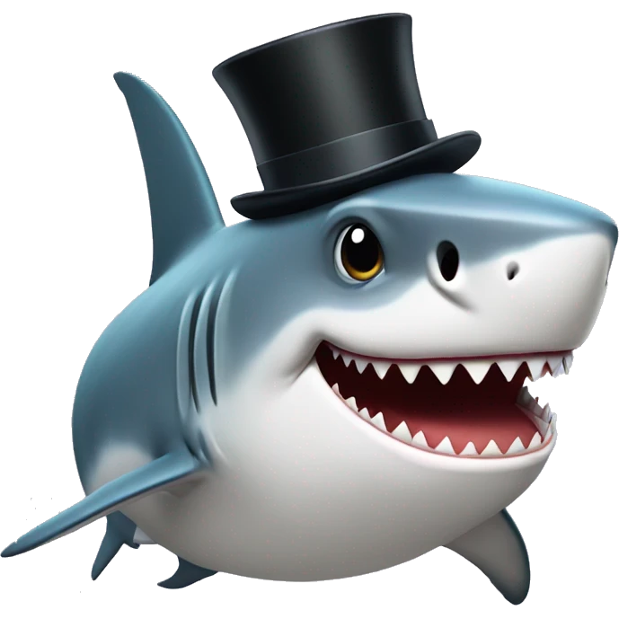 Shark with a top hat emoji