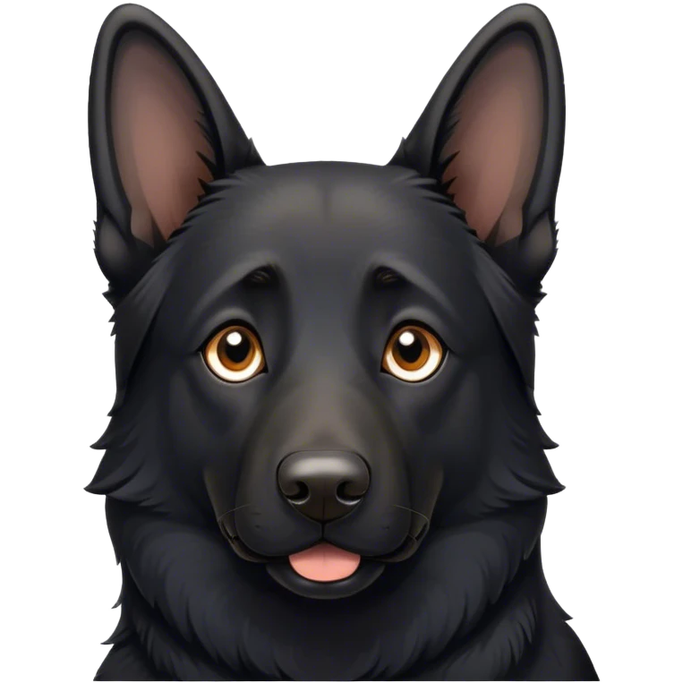 Black German shepherd dog with white paws, floppy ears emoji