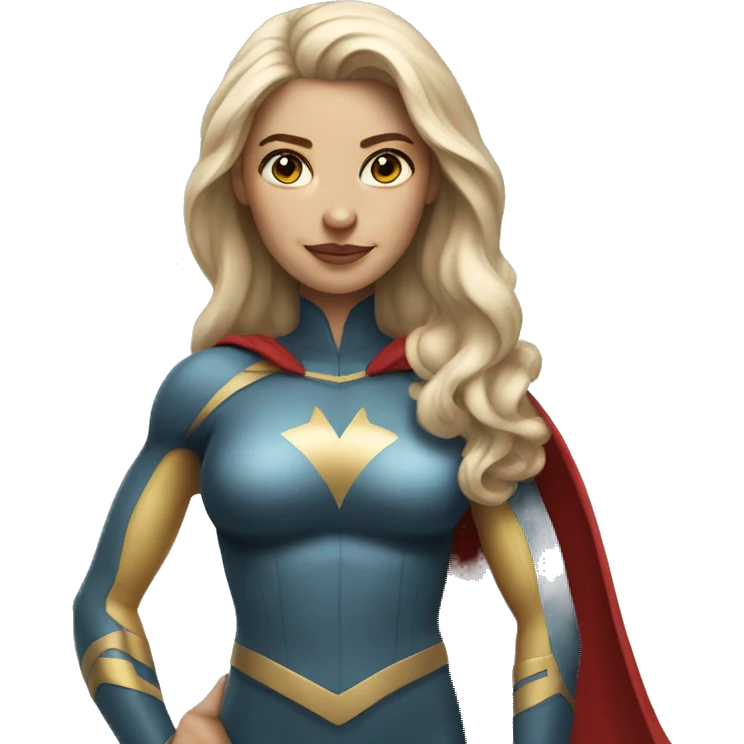 superhero lady standing with fair skin and long hair emoji