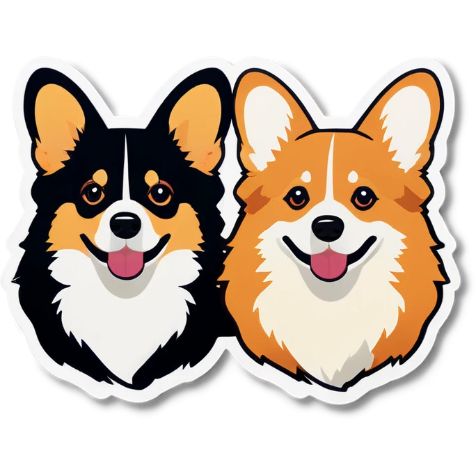 Two tricolor black head corgis emoji