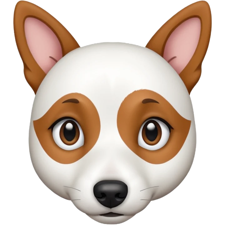 a fully white jack russell the size of a kelpie with a half white face emoji