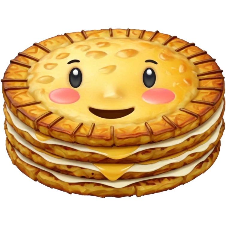 swiss rösti, round, gold and crispy emoji