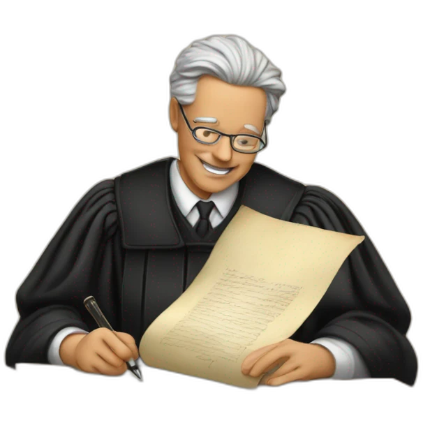 judge signing a parchment emoji