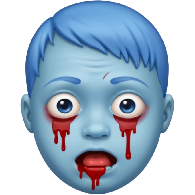 make a blue guy with down syndrome and coverd with boogers and blood emoji