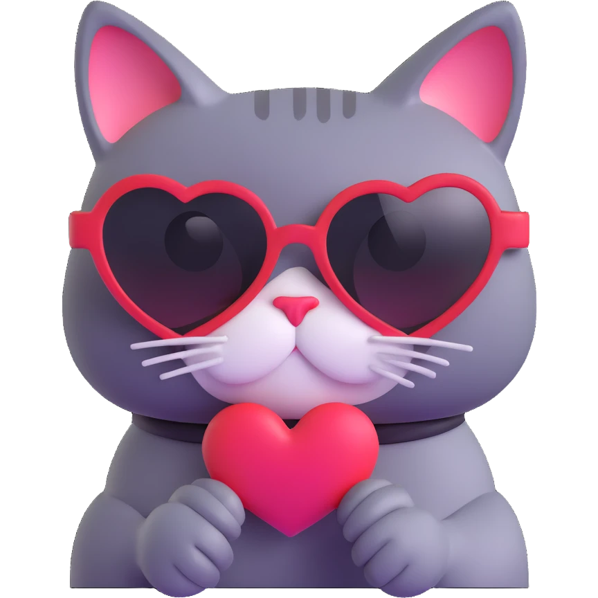 Cat wearing heart-shaped sunglasses emoji
