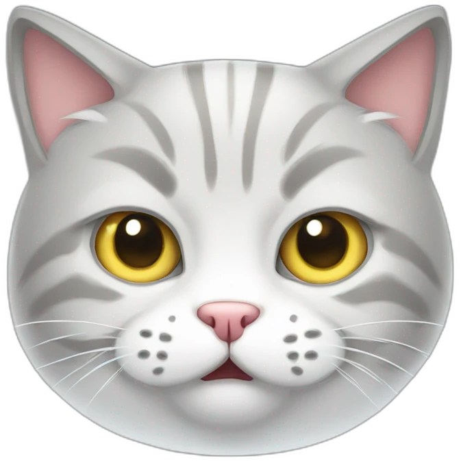 fat light gray and white cat angry face emoji